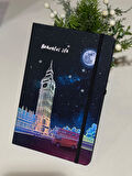 Londra Hologramlı Sert Kapak Lastikli Çizgili Defter 14x20cm 80 Yaprak