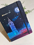 Londra Hologramlı Sert Kapak Lastikli Çizgili Defter 14x20cm 80 Yaprak