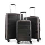 ÇÇS 5236 Polipropilen 3 Lü Valiz Seti Siyah