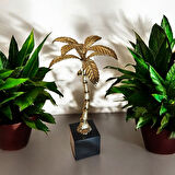 Altın Renk Altı Siyah Mermer Dekoratif Palmiye