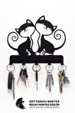 Anahtar Askılığı, Metal Anahtarlık Askısı, Kedi Desenli Anahtar Askılığı Siyah