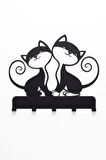 Anahtar Askılığı, Metal Anahtarlık Askısı, Kedi Desenli Anahtar Askılığı Siyah