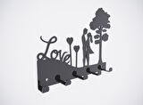 Love Siyah Metal Dekoratif Anahtar Askılığı - Pano Askılığı Love Yazılı Dekoratif Anahtarlık