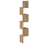 Zig Zag Köşe Duvar Rafı / Kitaplık Atlantik Çam 20x20x130 Modern Minimalist Köşe Rafı