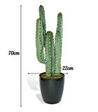 Yapay Çiçek Kaktüs Ağacı 4kollu Siyah Saksıda 70*22cm 4026
