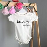 Bebek Ekru Organik Babam Yazılı Kısa Kol Body