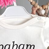 Bebek Ekru Organik Babam Yazılı Kısa Kol Body