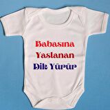 Pamuklu Bebek Zıbını İsme özel Babasına Yaslanan Dik yürür