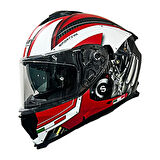 Sway Kapalı Kask Sw 865 Engine Beyaz Kırmızı
