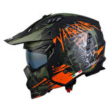 Sway Çene Açılır Kask Sw X1-X Seul Warrior Mat Siyah Yeşil Turuncu
