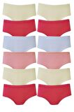 Kadın 12li Paket Karışık Renk Pınar Bikini Külot