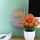 3lü Set Yapay Çiçek Papatya Beyaz Saksıda Karışık Renkler