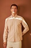 Erkek Kolay Ütülenebilir Oxford Slim Fit Gömlek Bej MARS36