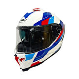 Sway Kapalı Kask Sw 865 Titan Beyaz Mavi Kırmızı