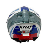 Sway Kapalı Kask Sw 865 Titan Beyaz Mavi Kırmızı