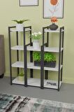 CMK Store Metal Ahşap Dekoratif Çok Amaçlı Raf 11 Raflı Banyo Mutfak Rafı Çiçeklik Organizer Beyaz