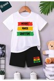 Baskılı Bisiklet Yaka Erkek ve Kız Çocuk Takımı Pamuklu T-shirt ve Şort, Yazlık Konforlu Takım