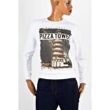 Pisa Kulesi Unisex Pamuklu Slim Fit Sweatshirt Medium