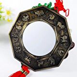 Çin Feng Shui Bagua Bakır Ayna 14 cm Köşeli