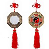 Çin Feng Shui Bagua Bakır Ayna 14 cm Köşeli