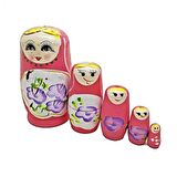 Ahşap Matruşka Bebek Beşli Set Pembe