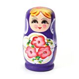 Ahşap Matruşka Bebek Beşli Set Mor