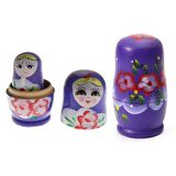 Ahşap Matruşka Bebek Beşli Set Mor
