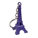 Paris Eyfel Kulesi 3D Metal Anahtarlık Mor