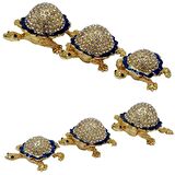 Swarovski Taşlı Mavi Kaplumbağa Mücevher Kutusu Üçlü Set