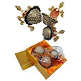 Swarovski Taşlı Mavi Kaplumbağa Mücevher Kutusu Üçlü Set