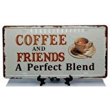 Dekoratif 3D Metal Plaka Coffee And Friends 30cm