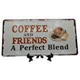 Dekoratif 3D Metal Plaka Coffee And Friends 30cm