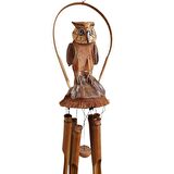 Baykuş Figürlü Bambu Rüzgar Çanı 90 cm