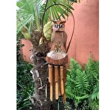 Baykuş Figürlü Bambu Rüzgar Çanı 90 cm
