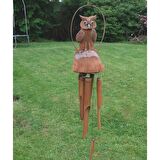 Baykuş Figürlü Bambu Rüzgar Çanı 90 cm