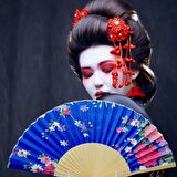 Japon Bambu Kumaş Yelpaze Çanta Boy Stant Hediyeli No.40