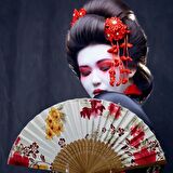 Japon Bambu Kumaş Yelpaze Çanta Boy Stant Hediyeli No.51