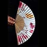 Japon Bambu Kumaş Yelpaze Çanta Boy Stant Hediyeli No.51
