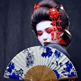 Japon Bambu Kumaş Yelpaze Çanta Boy Stant Hediyeli No.53