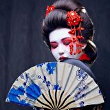 Japon Bambu Kumaş Yelpaze Çanta Boy Stant Hediyeli No.93