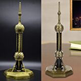 Vintage Metal Shanghai Oriental Pearl Tv Tower Biblo Antik Bronz 25 cm