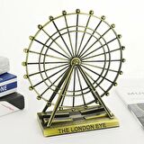 Vintage Metal İngiltere London Eye Biblo Antik Bronz 9 cm