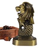 Vintage Metal Singapur Merlion Biblo Antik Bronz 16 cm