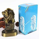 Vintage Metal Singapur Merlion Biblo Antik Bronz 16 cm