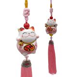 Feng Shui Maneki Neko Şans Kedisi Pembe No.1