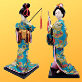 Japon Kimonolu Geyşa Bebek Kabuki Biblo 30 cm No.6