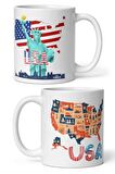 Amerika Birleşik Devletleri Kupa Bardak 2 Adet Seyahat Hatıra USA Mug