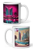 Katar Kupa Bardak 2 Adet Seyahat Hatıra Qatar Mug