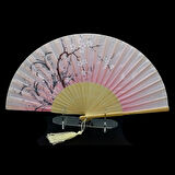 Japon Bambu Kumaş Yelpaze Çanta Boy Stant Hediyeli No.139
