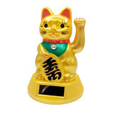 Maneki Neko Gold El Sallayan Şans Kedisi Büyük Solar Güneş Enerjili
